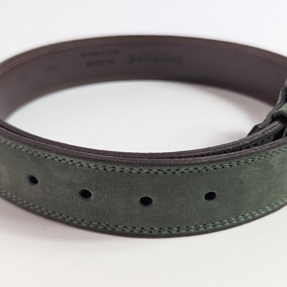 Vtg 80s Banana Republic Safari Travel Green Leather Belt England Made Size 28 - Picture 4 of 8